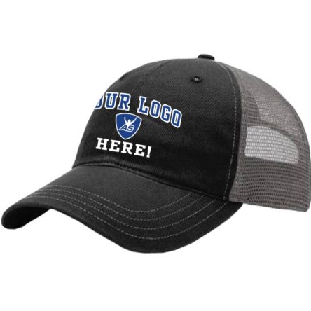 Outdoor Cap BLACK/GREY Garment Washed Trucker Cap
